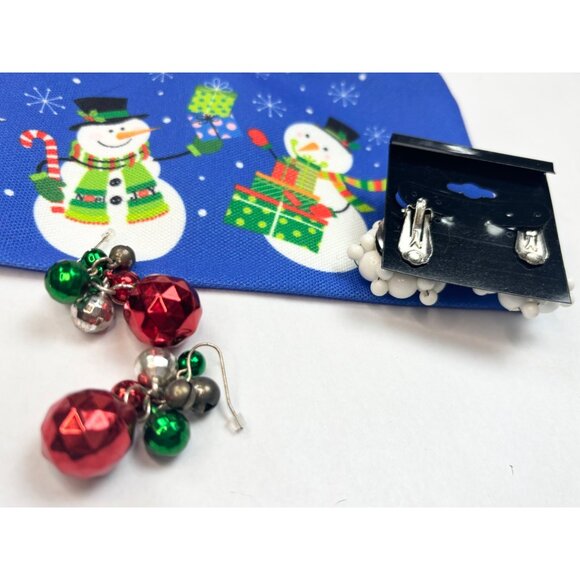 Snowmen Holiday Pouch & Festive Earrings Set - Picture 2 of 3
